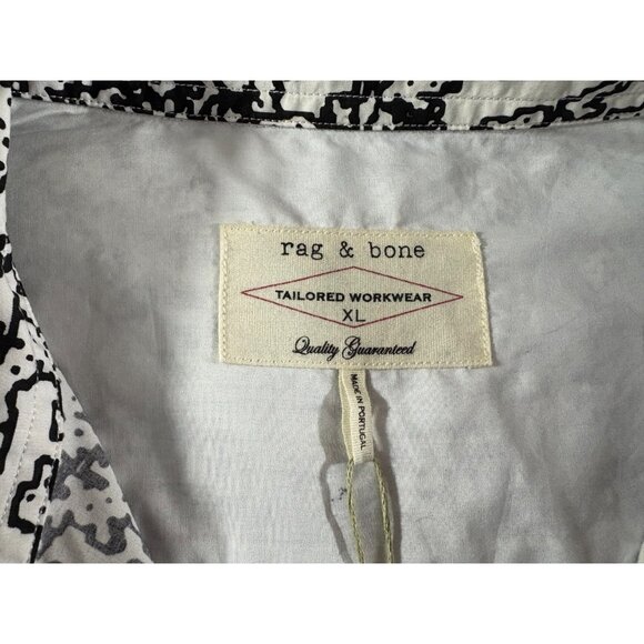 Rag & Bone Graphic print tailored workwear shirt size XL color white black NWT - Picture 2 of 7